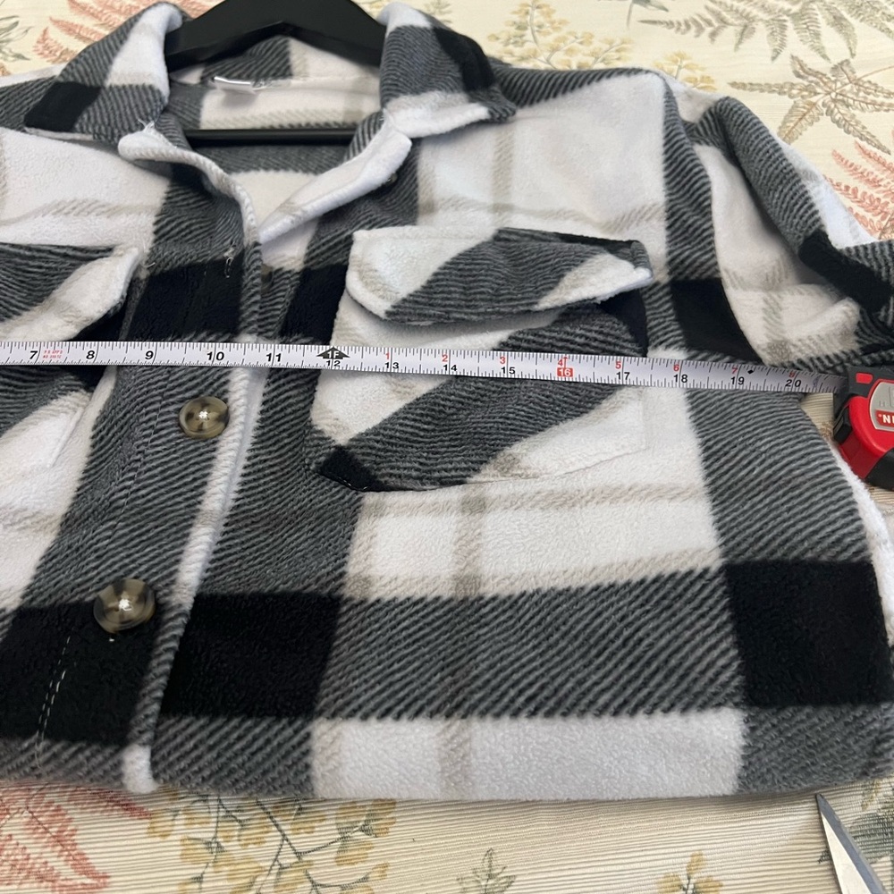 just be Black and White Plaid Flannel Shacket - Picture 6 of 7